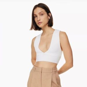 Aritzia White Babaton Sculpt Knit Deep V Tank